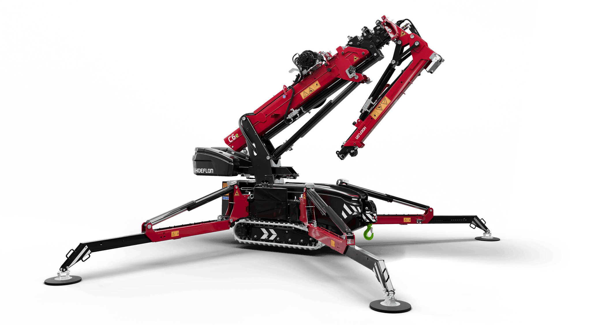 Hoeflon C6e BR crane with the boom unfolding automatically