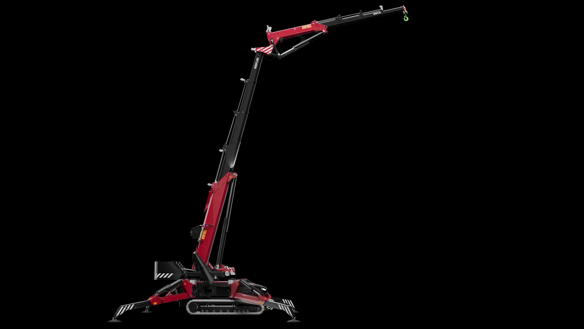 C30e in working position with partially extended boom, right view